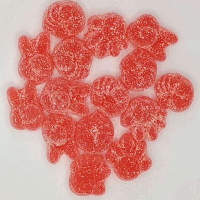 Dolci gommosi a forma di frutta a colori misti con rivestimento di zucchero