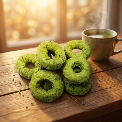 Matcha Crispy Rings - Matcha rinfrescante e fusione di cereali, snack leggero e croccante a forma di anello, versatile senza sensi di colpa per tutte le occasioni
